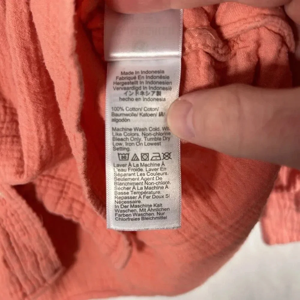 J Crew Blouse Women's Medium Pink Button Up Long Sleeve 100% Cotton Top